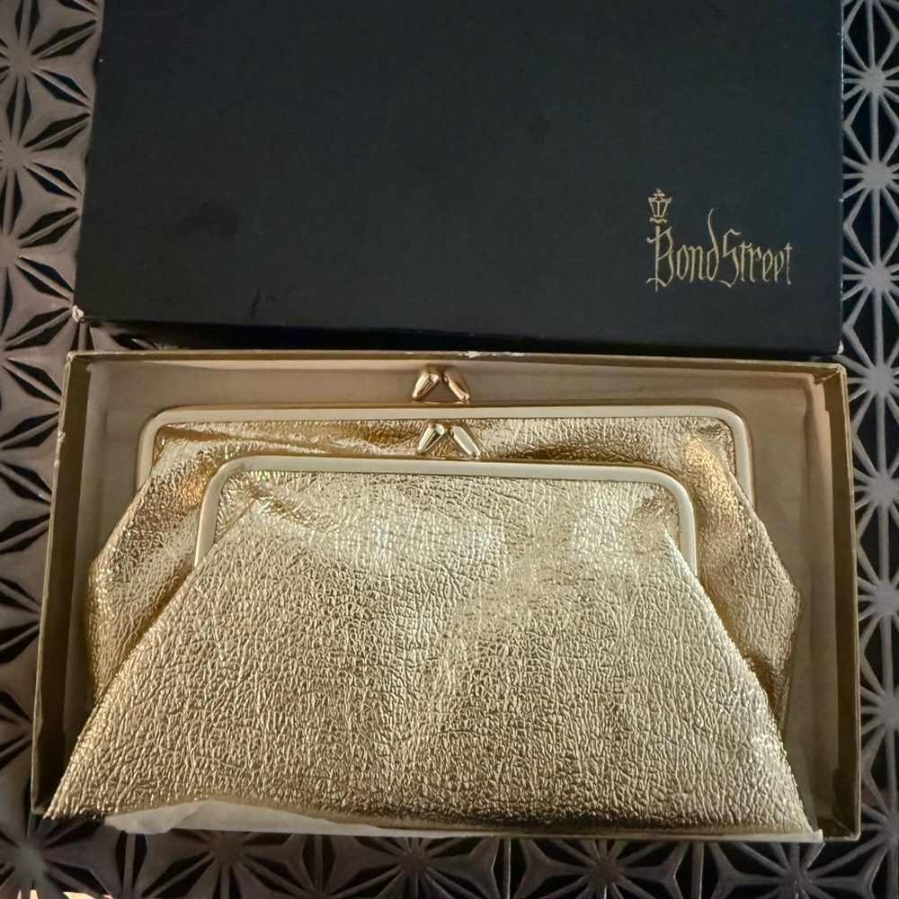ST. THOMAS Gold Clutch Bag 60s double coin purse clutch bag